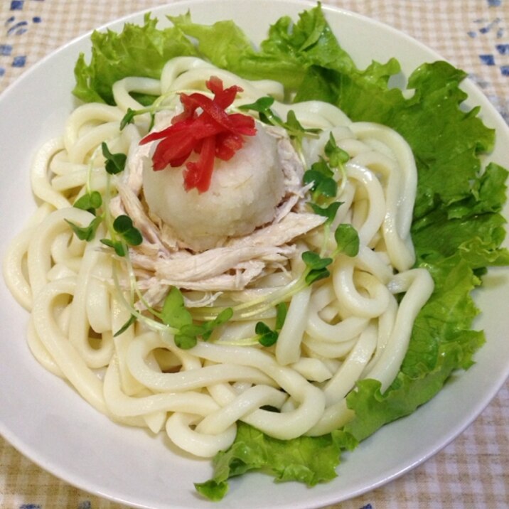 蒸しささみと大根おろしの冷やしうどん♪